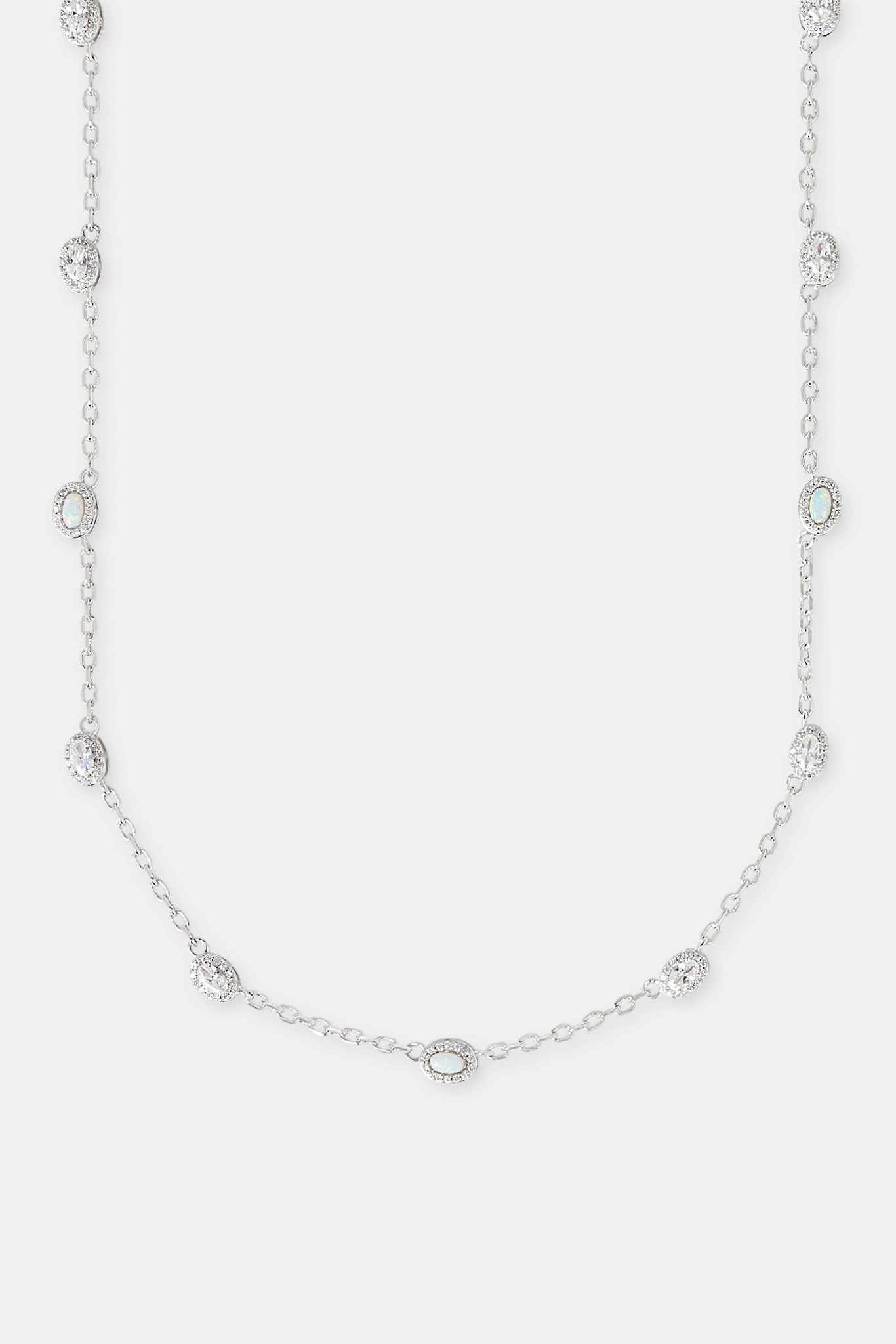 Rolo-Gliederkette mit Opal und klarem Stein – 5 mm